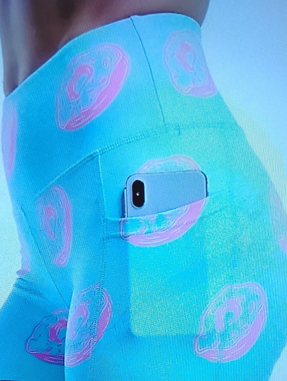 Aqua & Pink 'Donut Hole' High Rise Activewear Exercise Sport Shorts Women's Sz M